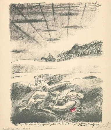 Lithograph Scharff - Untitled, from Kriegsbilderbogen Münchner Künstler