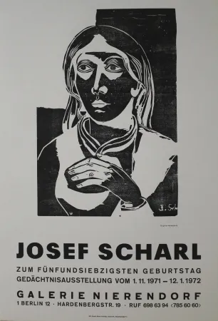 Woodcut Scharl - Mädchenbildnis