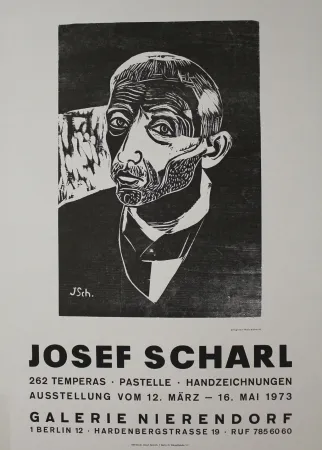Woodcut Scharl - Männerbildnis