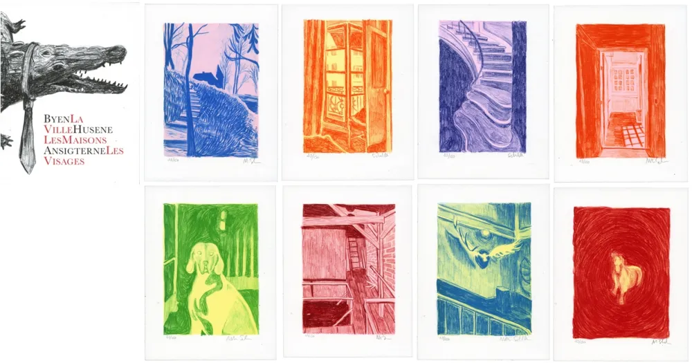 Lithograph Schelde - Byen, Husene, Ansigterne/ La ville, Les maisons, Les Visages 