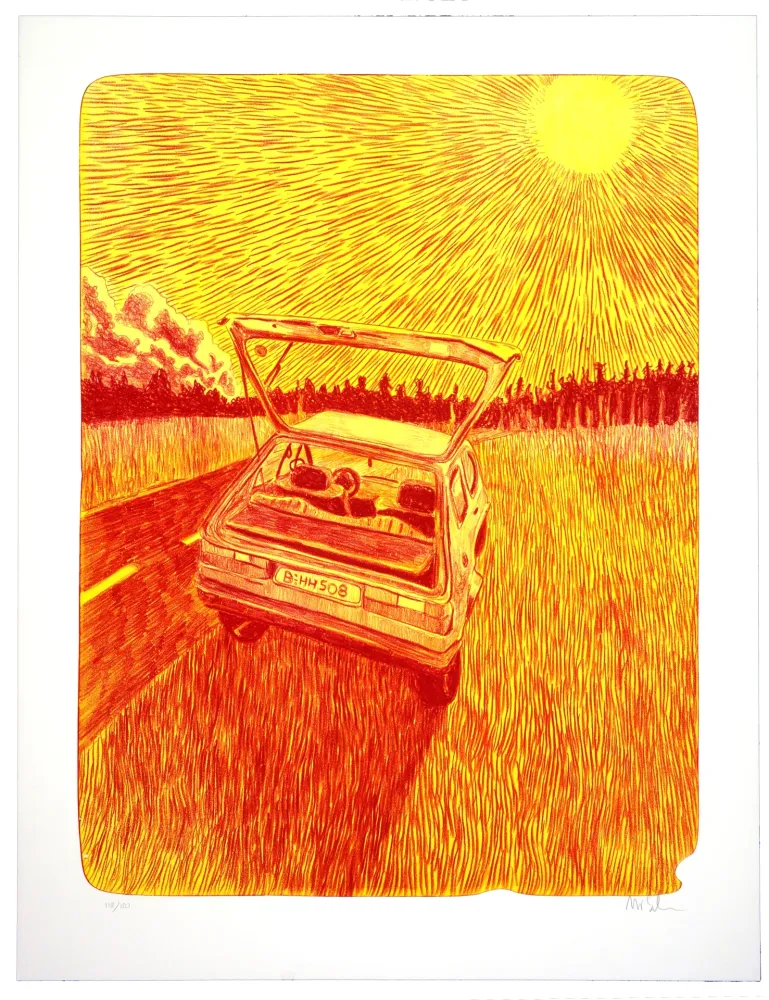 Lithograph Schelde - Car