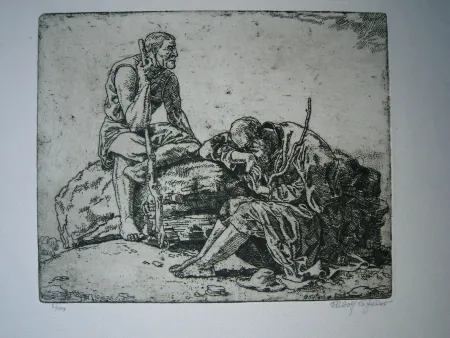 Etching Scheller - Zwei Hirten