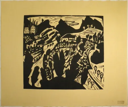 Woodcut Scherer - Abendlandschaft