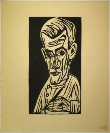 Woodcut Scherer - Porträt Hans R. Schiess