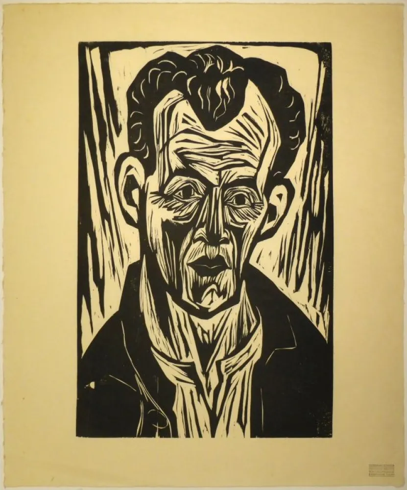 Woodcut Scherer - Porträt Paul Camenisch