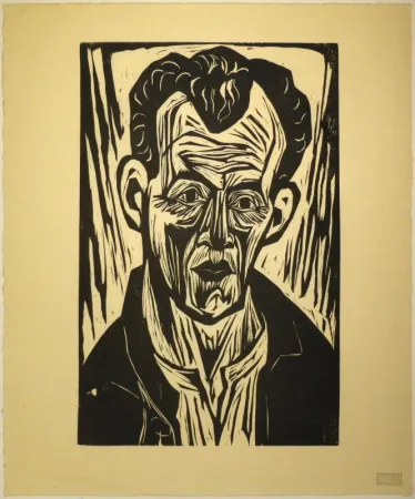 Woodcut Scherer - Porträt Paul Camenisch