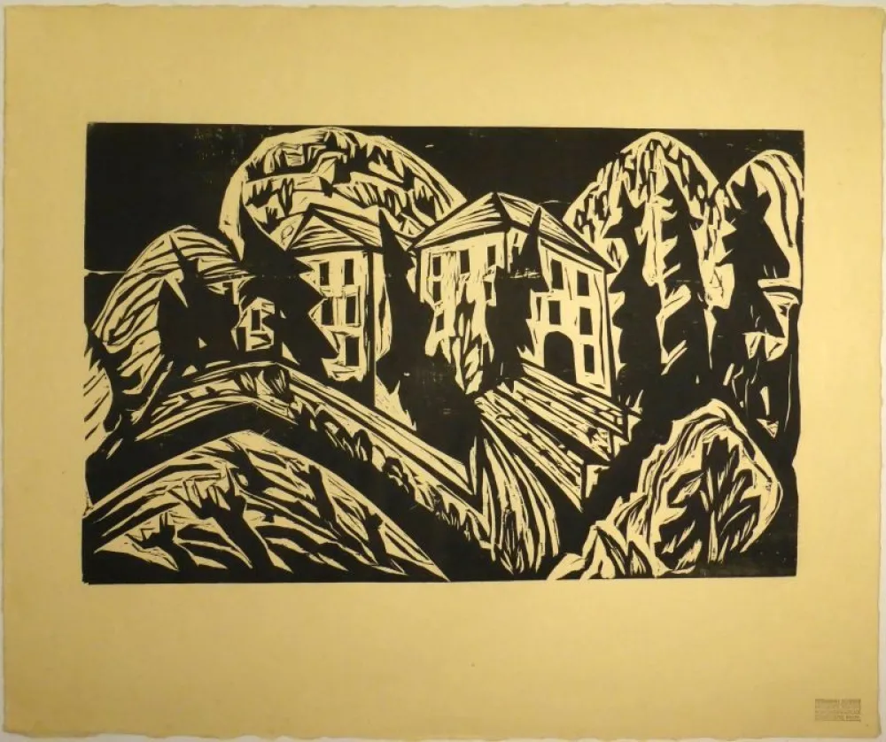 Woodcut Scherer - Villa Loverciana
