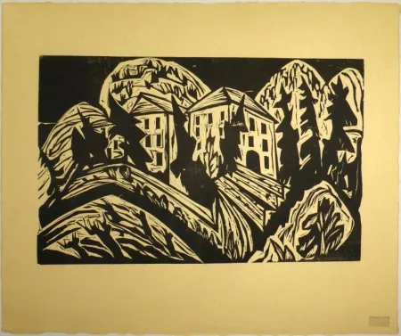 Woodcut Scherer - Villa Loverciana