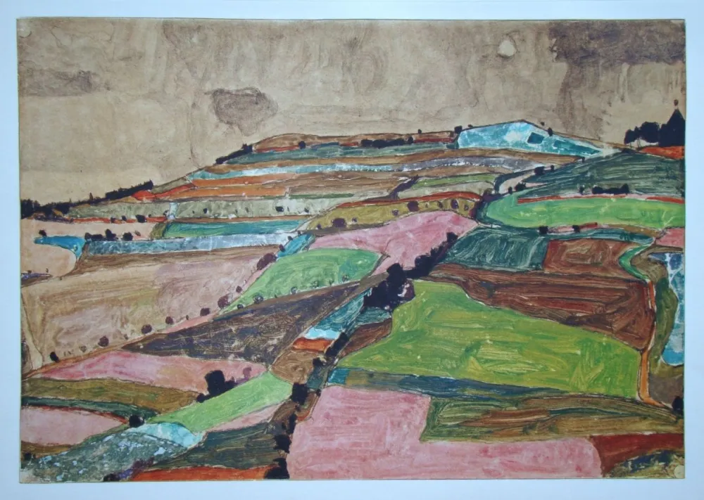 Screenprint Schiele (After) - Anhöhe von Krumau