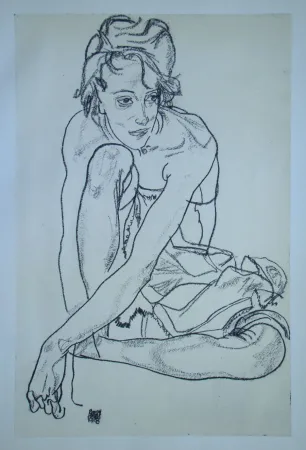 Screenprint Schiele (After) - Sitzende junge Frau