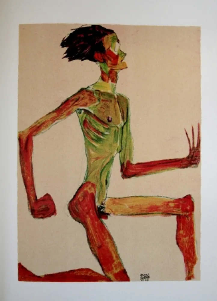 Lithograph Schiele - AUTOPORTRAIT / SELF-PORTRAIT - Lithographie / Lithograph - 1910