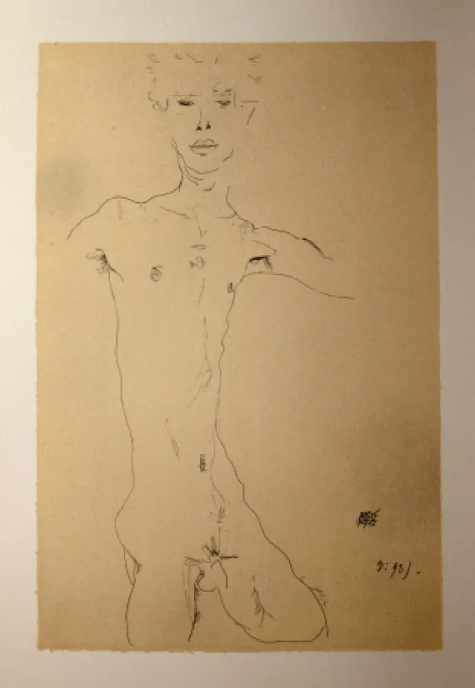 Lithograph Schiele - AUTOPORTRAIT / SELF-PORTRAIT - Lithographie / Lithograph - 1912