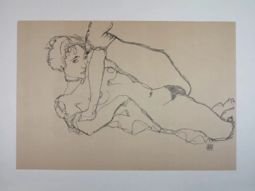 Lithograph Schiele - LA DANSEUSE NUE / THE NUDE DANCER - 1914 