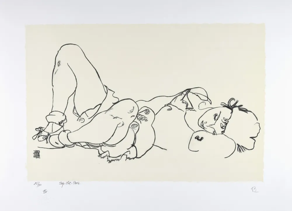 Lithograph Schiele - La femme allongée, 1918 | Reclining woman, 1918 (Liegende)