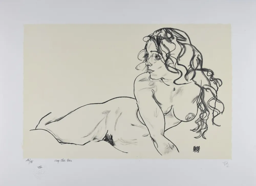 Lithograph Schiele - La fille aux cheveux longs, 1918 | The girl with long hair, 1918