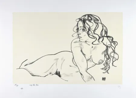 Lithograph Schiele - La fille aux cheveux longs, 1918 | The girl with long hair, 1918