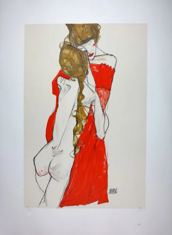 Lithograph Schiele - La Mère & la fille / Mother and Daughter - 1913