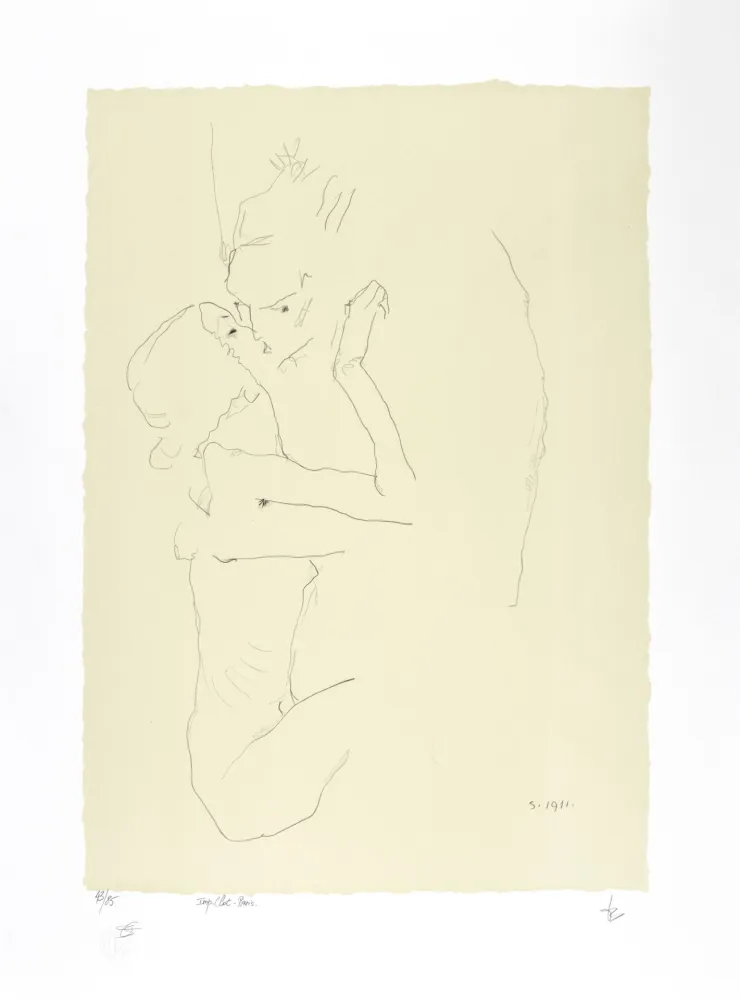 Lithograph Schiele - Le baiser, 1911 | The kiss, 1911