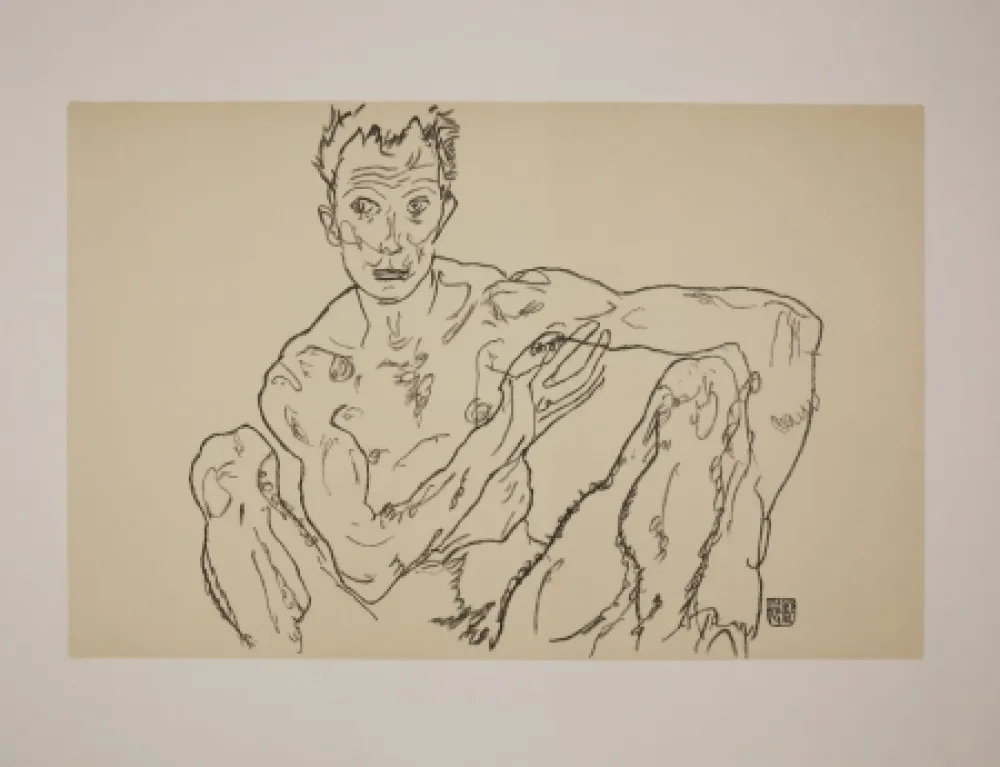 Lithograph Schiele - LE DERNIER AUTOPORTRAIT / THE LAST SELF-PORTRAIT - 1918