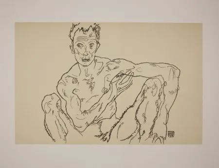 Lithograph Schiele - LE DERNIER AUTOPORTRAIT / THE LAST SELF-PORTRAIT - 1918