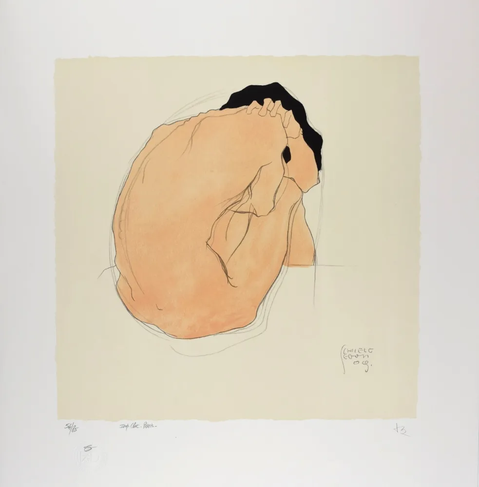 Lithograph Schiele - L'Homme aux cheveux noirs, 1909 | Black-Haired Man, 1909