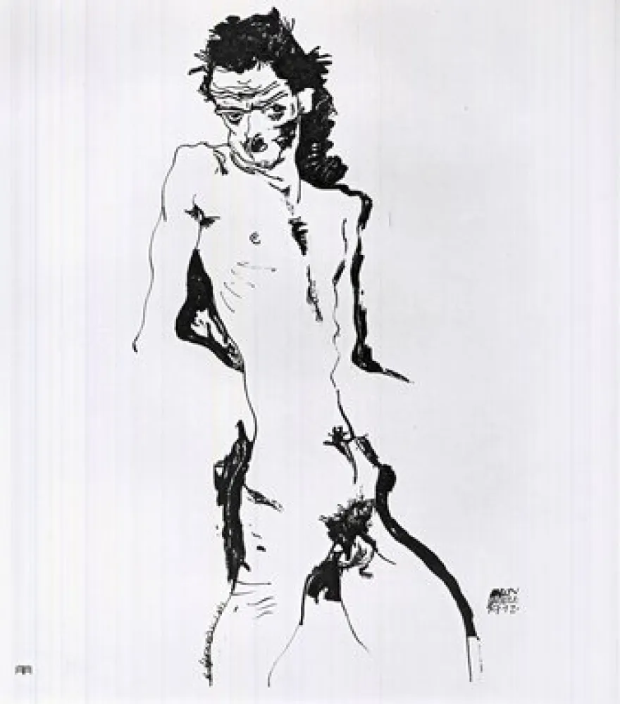 Lithograph Schiele - Männlicher Akt