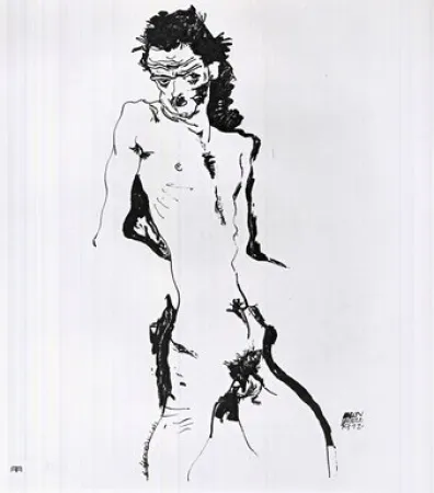 Lithograph Schiele - Männlicher Akt
