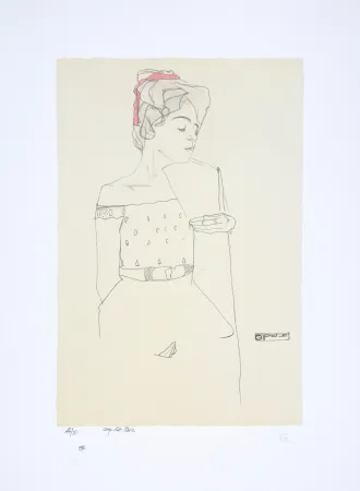 Lithograph Schiele - Portrait de Gerti Schiele, 1909 I Portrait of the Artist's Sister Gerti, 1909 