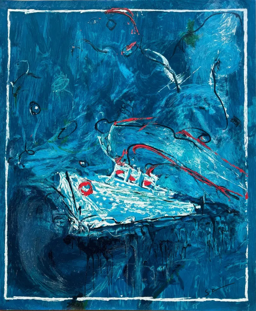 Screenprint Schifano - Mario Schifano (1934–1998) – Crociera – Textured enamel screen printing, 37-colour printing on Magnani di Pescia paper – 1988