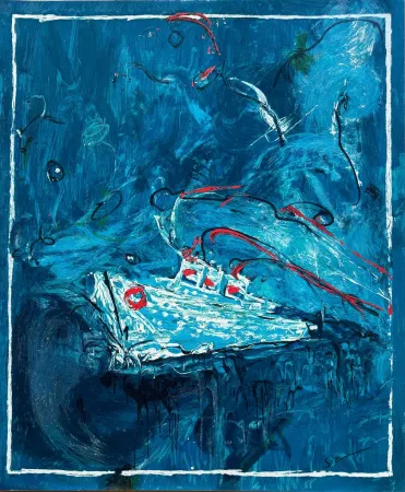 Screenprint Schifano - Mario Schifano (1934–1998) – Crociera – Textured enamel screen printing, 37-colour printing on Magnani di Pescia paper – 1988