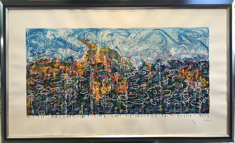 Screenprint Schifano - Particolare del giardino