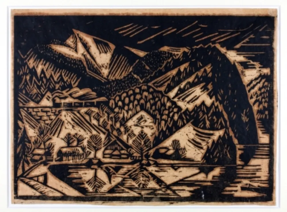Woodcut Schlangenhausen - Landscape