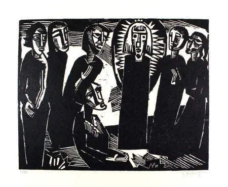 Woodcut Schmidt-Rottluff -  Christus unter den Frauen / Christ among the Women