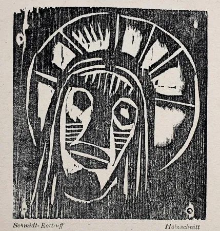 Woodcut Schmidt-Rottluff - Christuskopf