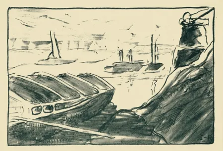 Lithograph Schmidt-Rottluff - Elbhafen