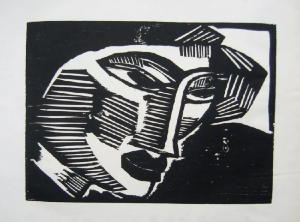 Woodcut Schmidt-Rottluff - Frauenkopf (Woman's Head)