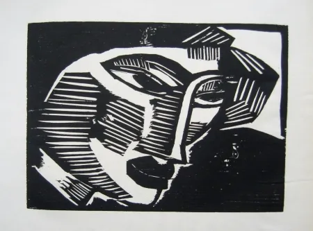 Woodcut Schmidt-Rottluff - Frauenkopf (Woman's Head)