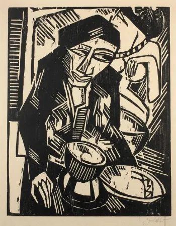 Woodcut Schmidt-Rottluff - Melancholie