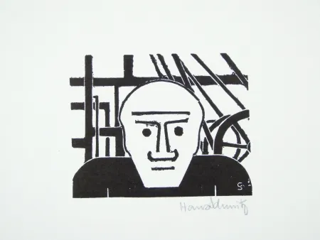 Linocut Schmitz - Arbeiter (Worker)