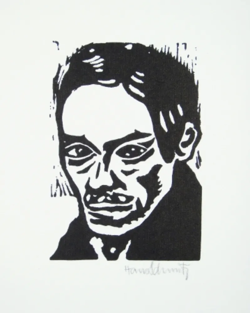 Linocut Schmitz - Porträt Seiwert 
