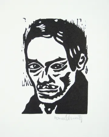 Linocut Schmitz - Porträt Seiwert 