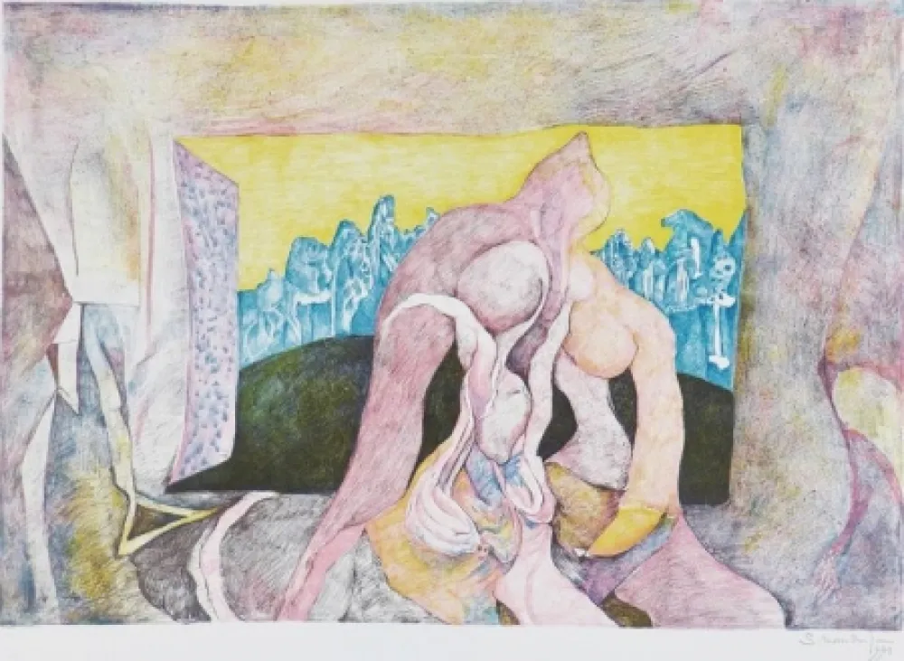 Lithograph Schoendorff - La fenêtre