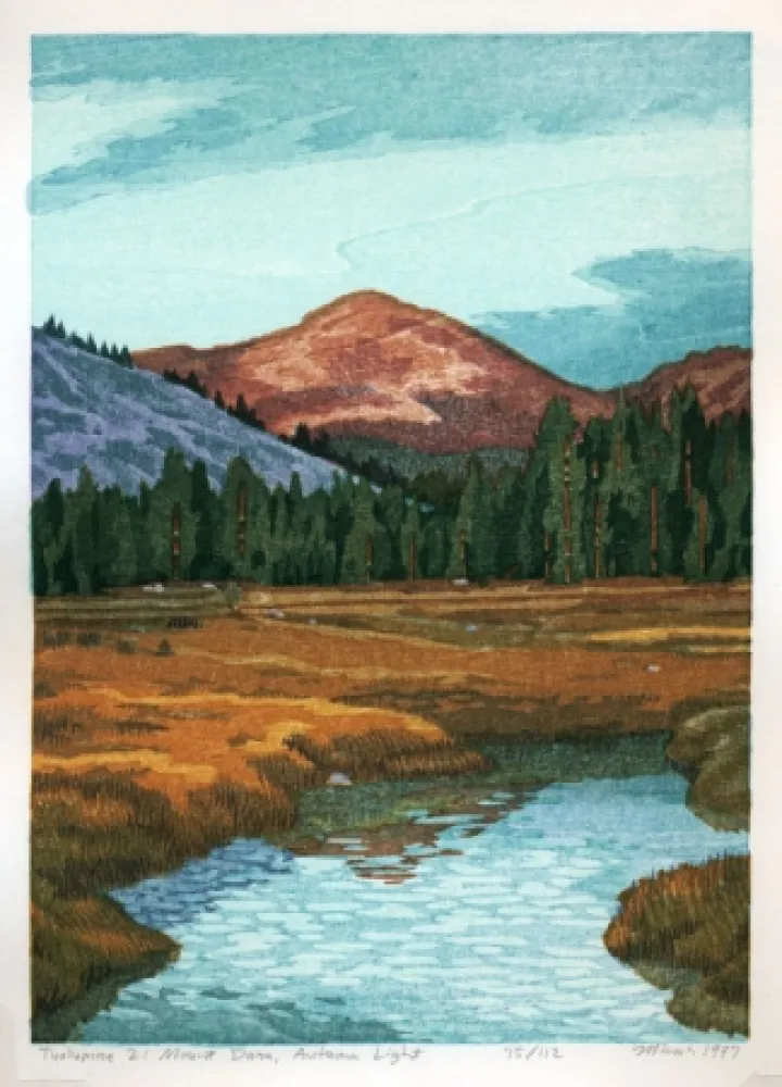 Woodcut Schwaberow - Tuolumne 2: Mount Dana, Autumn Light