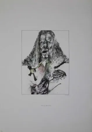 Lithograph Schwarz - Er ist tot (Hommage à Albrecht Dürer)