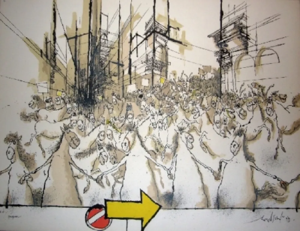 Lithograph Searle - Horsepower