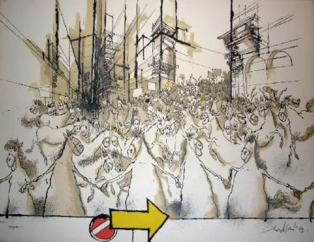 Lithograph Searle - Horsepower