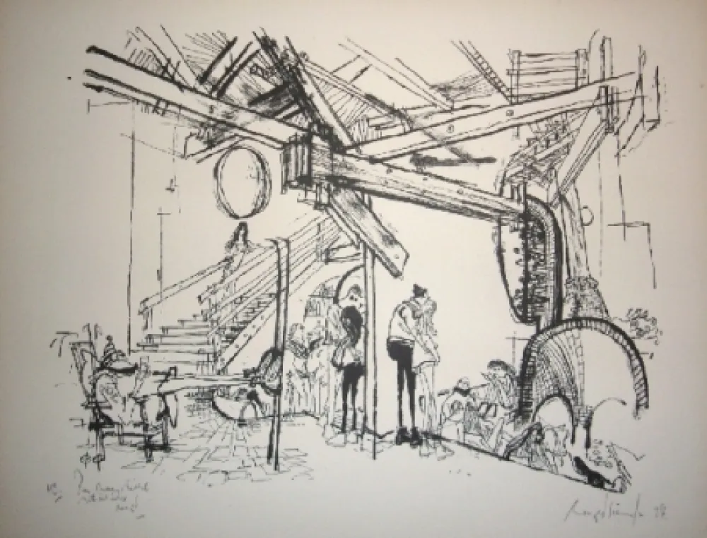 Lithograph Searle - Ski