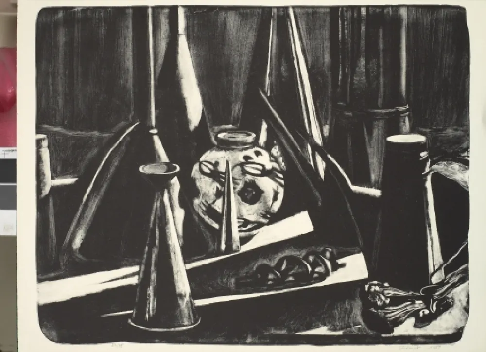 Lithograph Sécheret - Nature Morte au vase chinois
