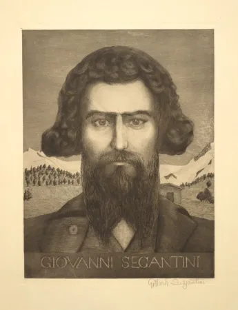 Etching Segantini - Portrait Giovanni Segantini
