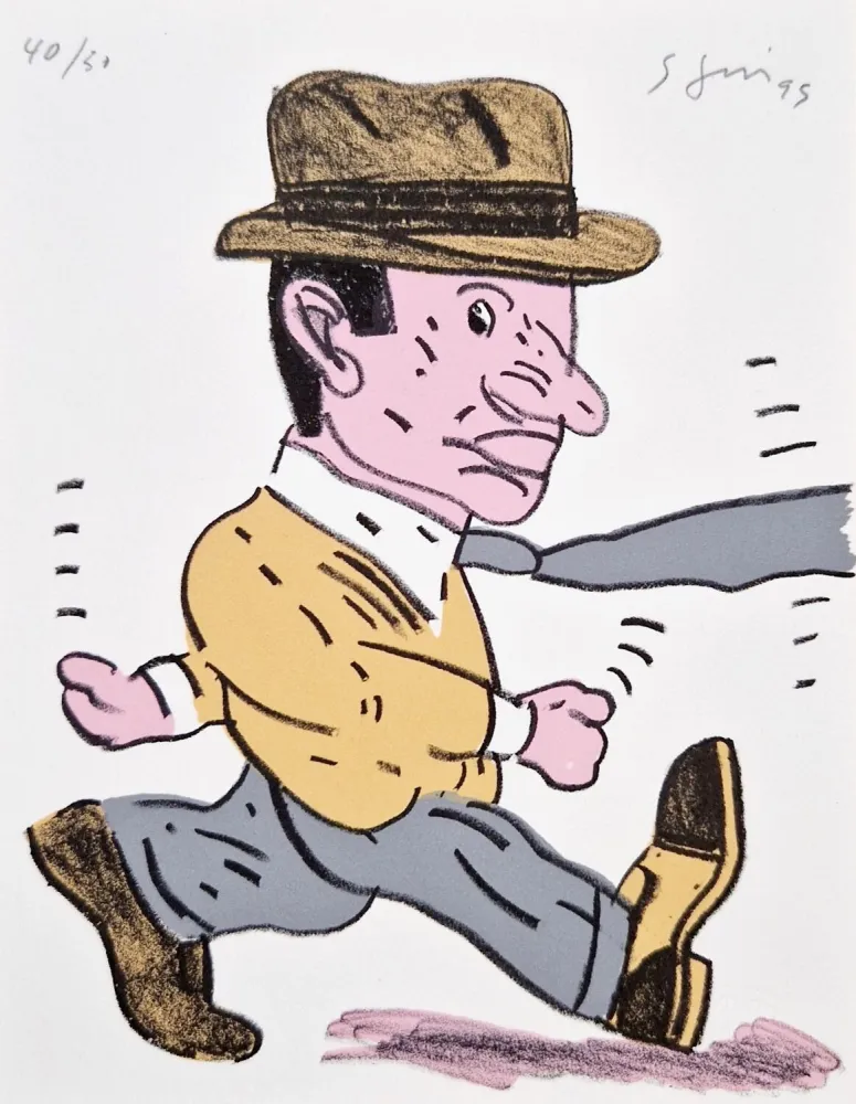 Lithograph Segui - Cravate au vent